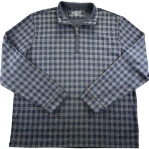 Vineyard Vines OTG Bluffs Quarter-Zip Pullover Navy Grey Gingham Mens XL Preppy
